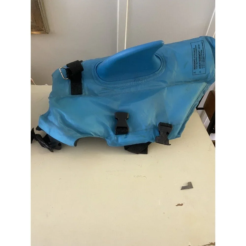 Swimways Sea Squirts Dog Life Vest Fin for Dog Swim Safety Blue M-20-50Lbs